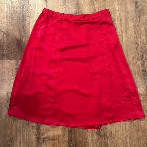 Draper James Brilliant Red Satin A-Line Pull On Skirt Size XXL - Picture 3 of 9
